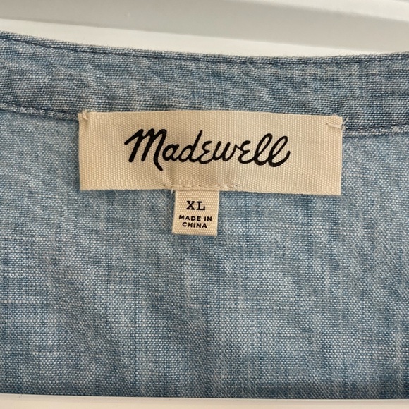 Madewell Blue Denim Ruffle Top - Picture 3 of 4